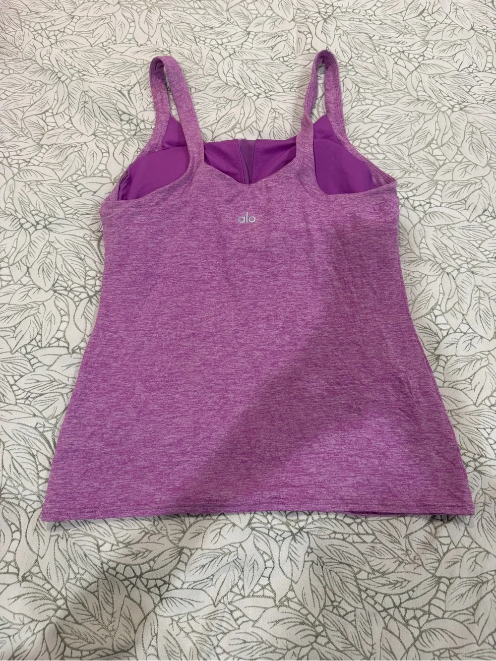 ALO Yoga Heathered Purple Slim Strap Cami